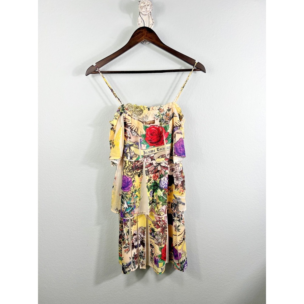 S-Twelve Women's Tiered Mini Dress Boho Festival‎ Floral Colorful Size S